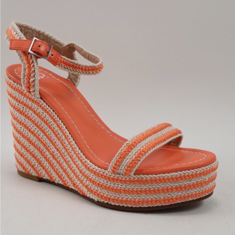bp Orange and Cream Wedge Platform Sandals